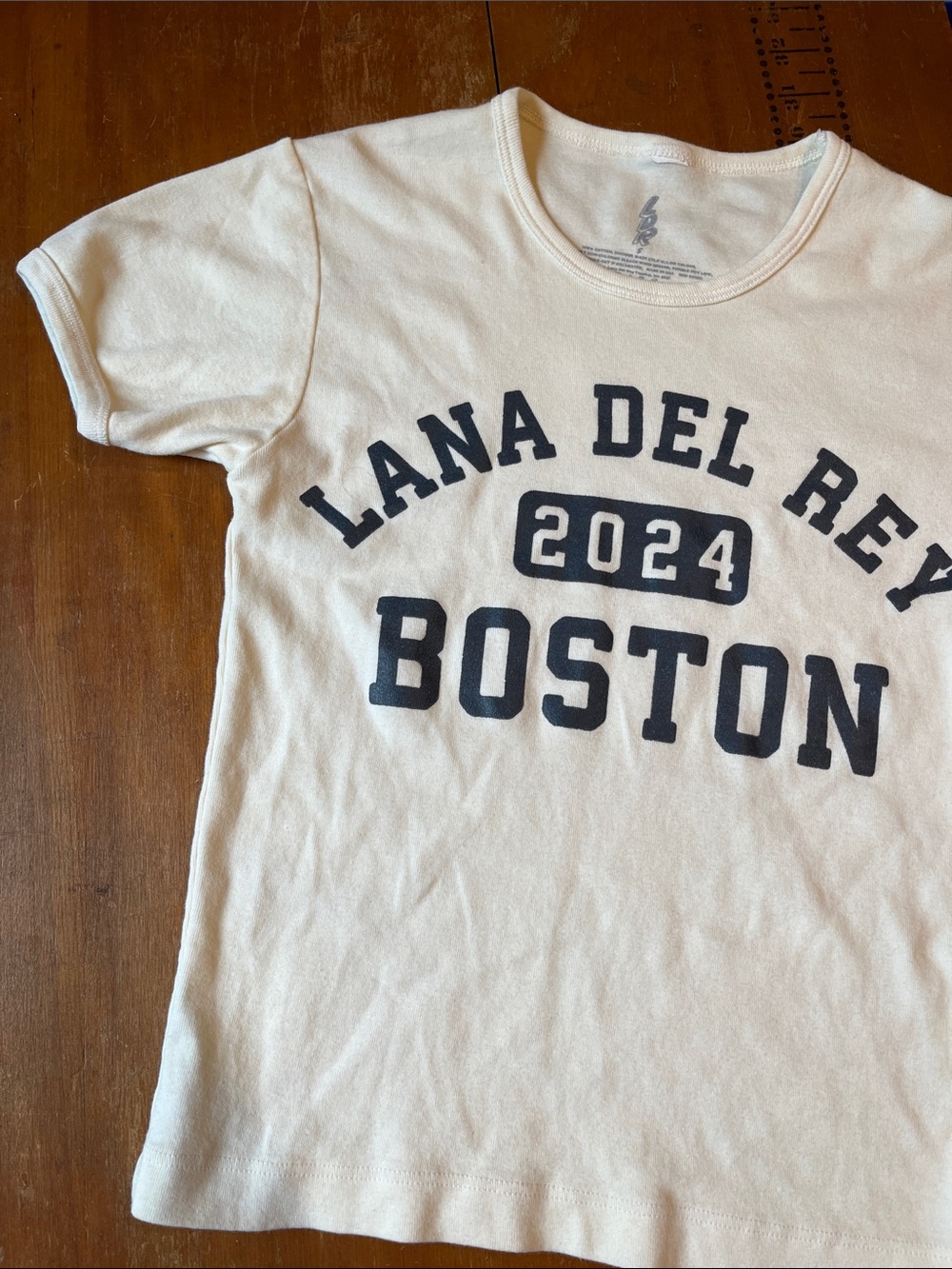 LANA DEL RAY 2024 Boston T-Shirt Soft Knit Cream Concert Fenway Thunderstorm!!